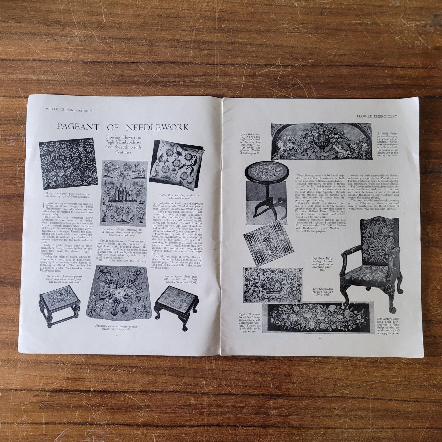 circa. 1930s Weldons Flower Embroidery, Needle-art Series No.6, includes chart for Rose Panel