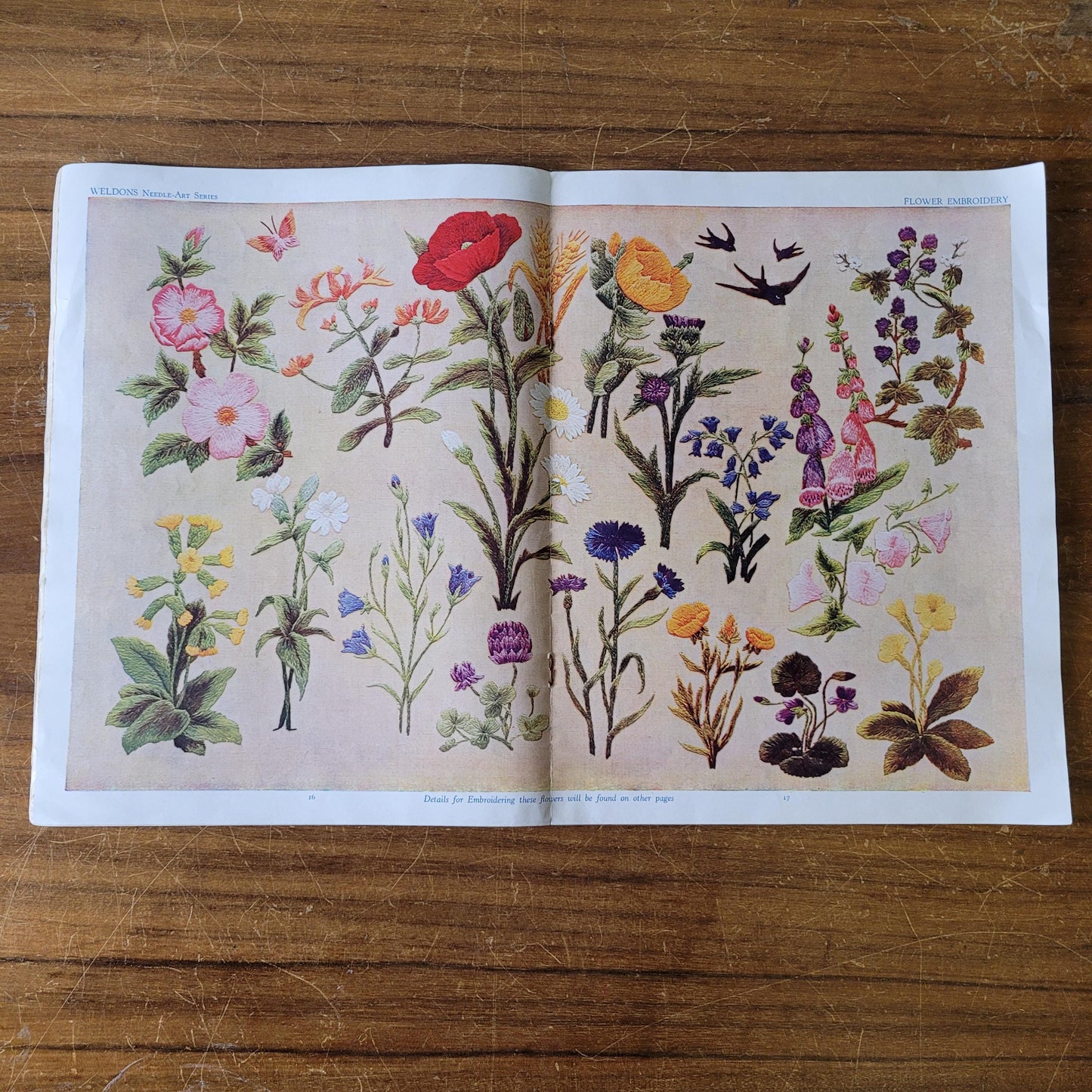 circa. 1930s Weldons Flower Embroidery, Needle-art Series No.6, includes chart for Rose Panel