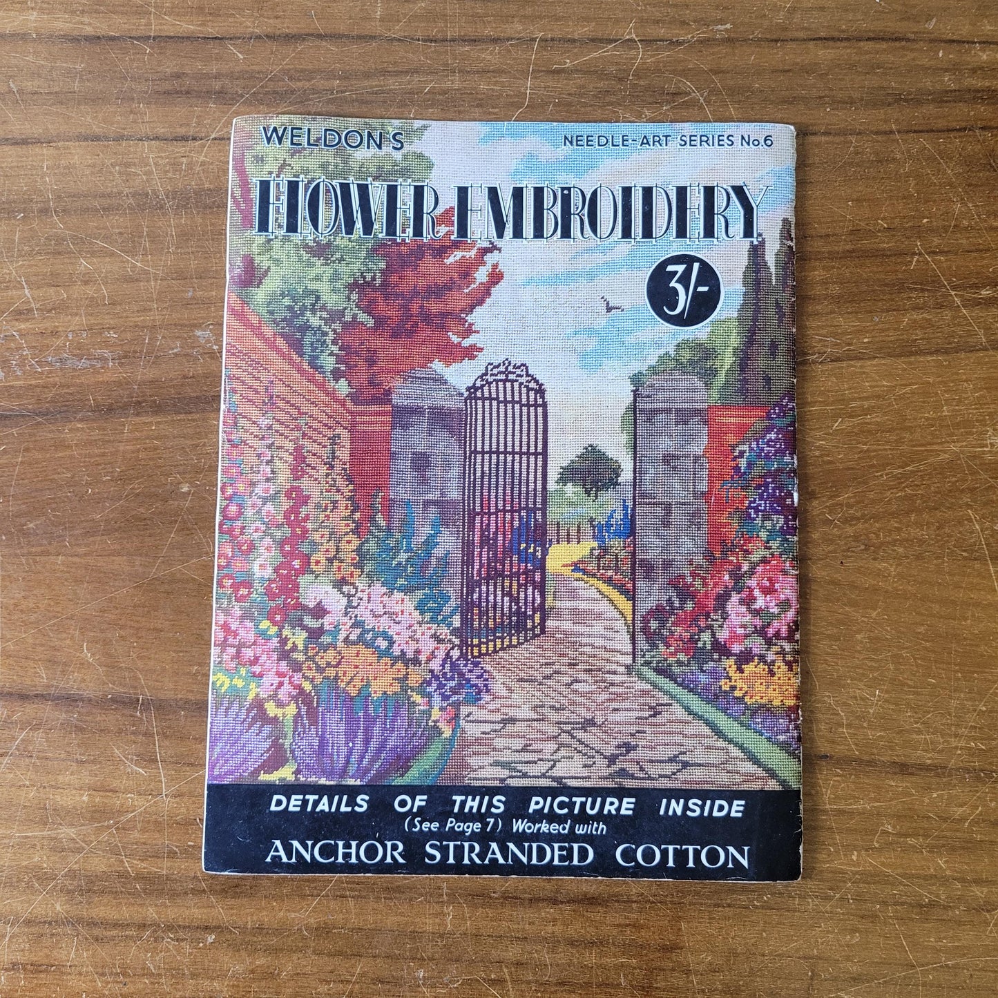 circa. 1930s Weldons Flower Embroidery, Needle-art Series No.6, includes chart for Rose Panel