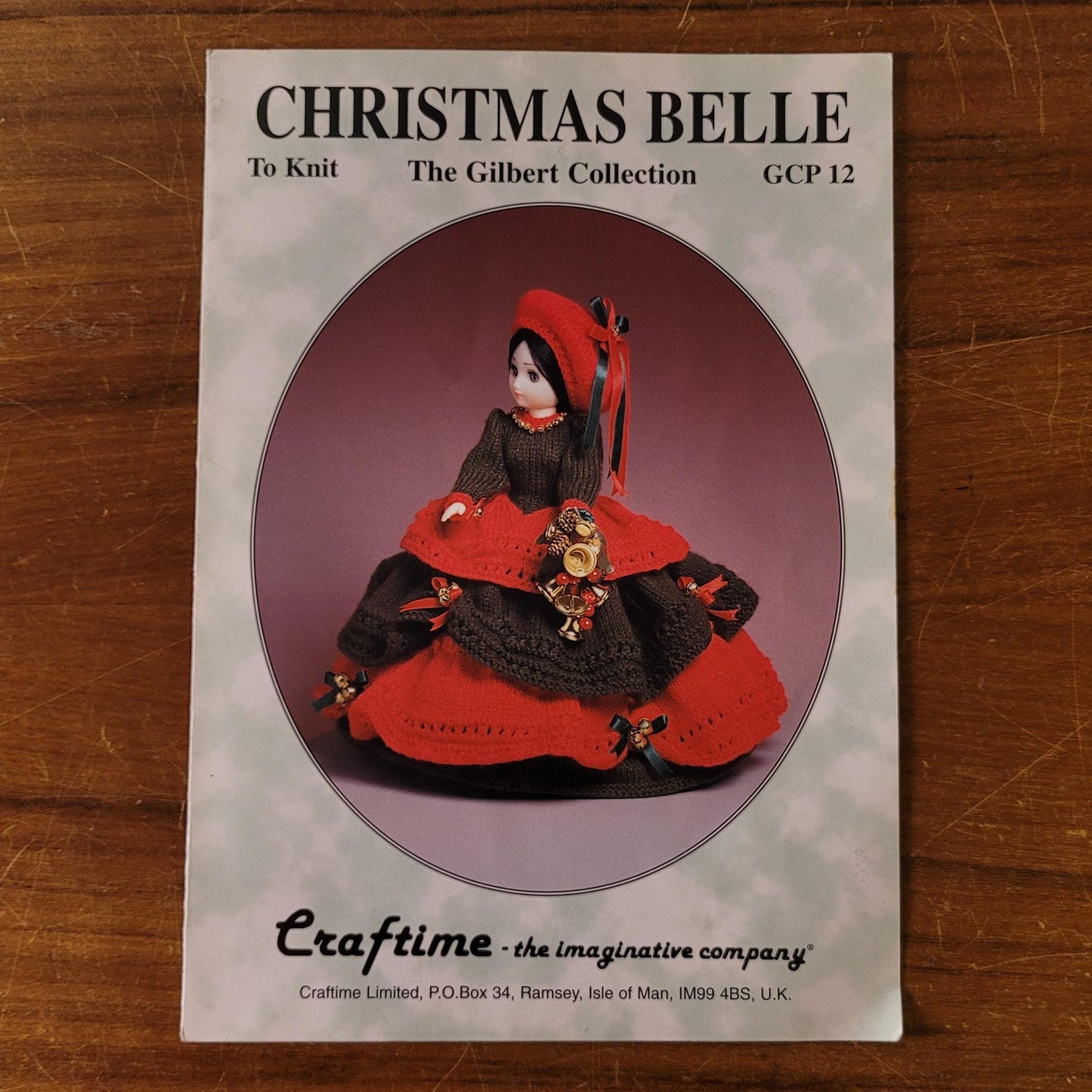 1996 Craftime Christmas Belle to knit, from The Gilbert Collection GCP12, designed by Joan Gilbert