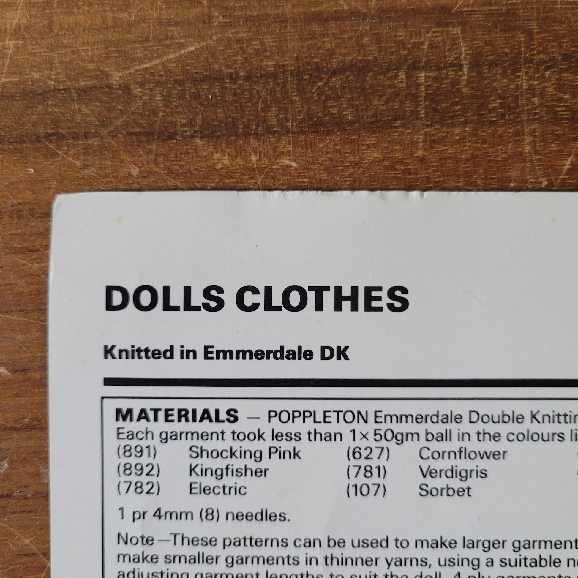 Two early 1990s Richard Poppleton knitting patterns for teenage doll clothes