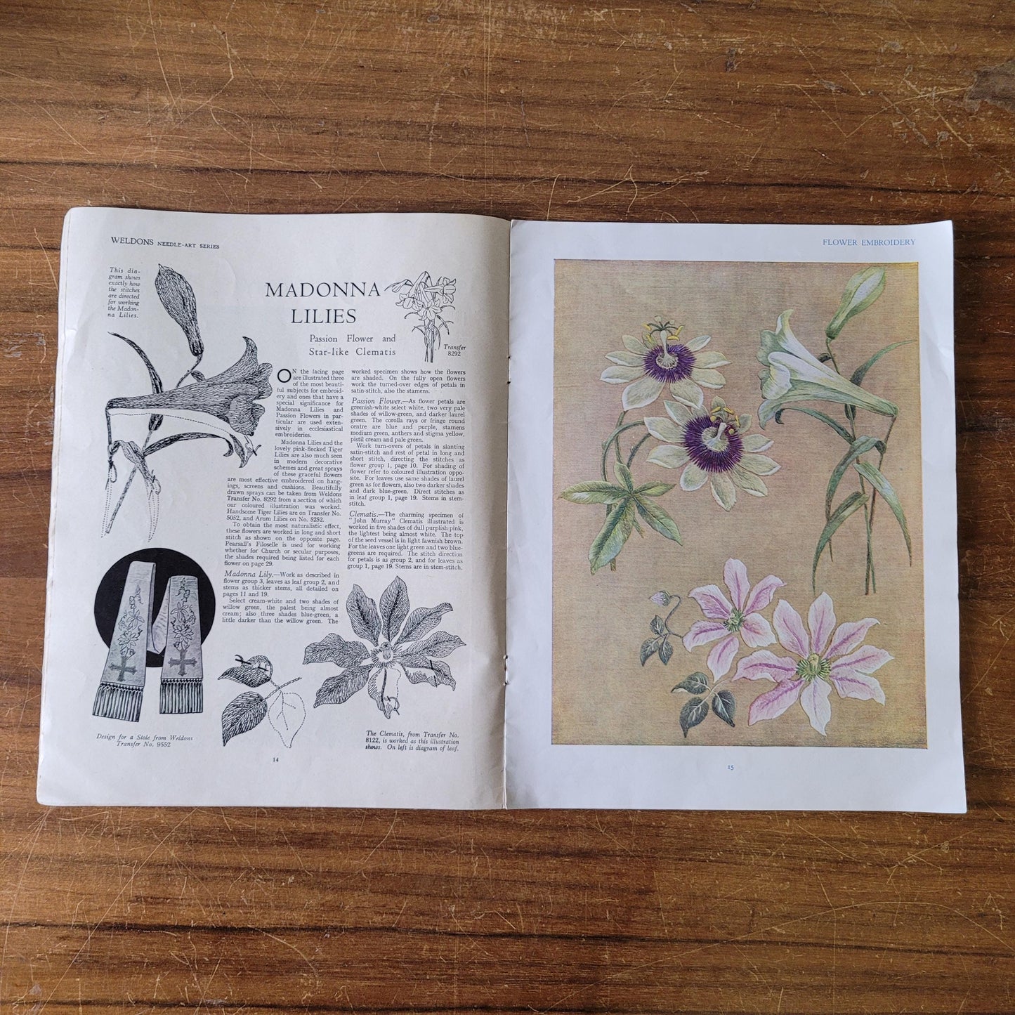 circa. 1930s Weldons Flower Embroidery, Needle-art Series No.6, includes chart for Rose Panel