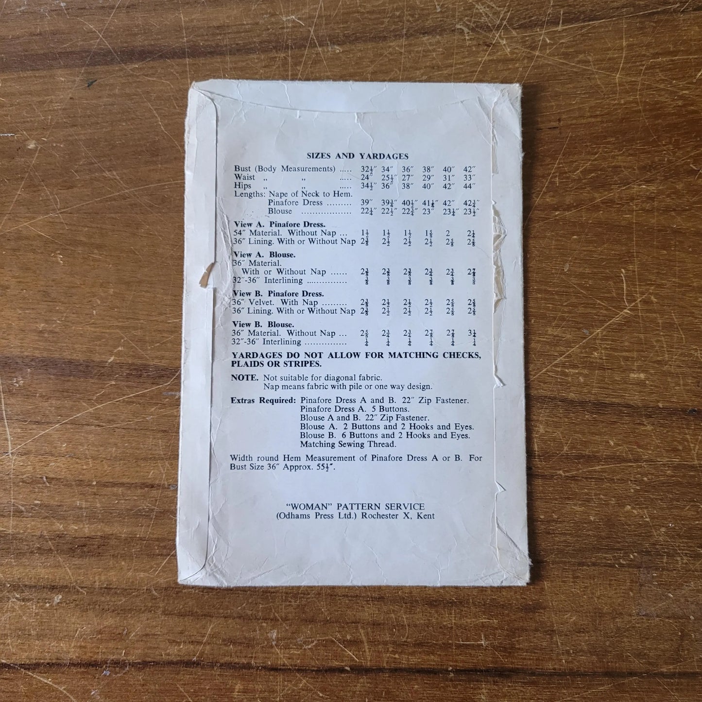 Uncut 1960s Woman SP2 sewing pattern for blouse & pinafore dress, size 12 (complete)