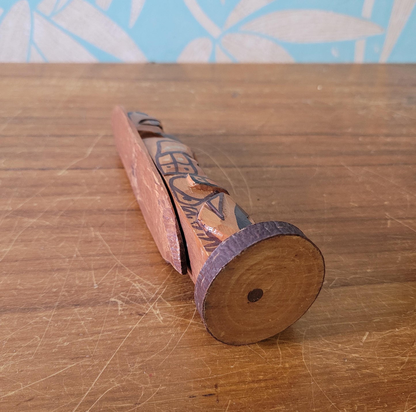 Vintage handcrafted wooden totem by Nuu-chah-nulth artist, Stan James