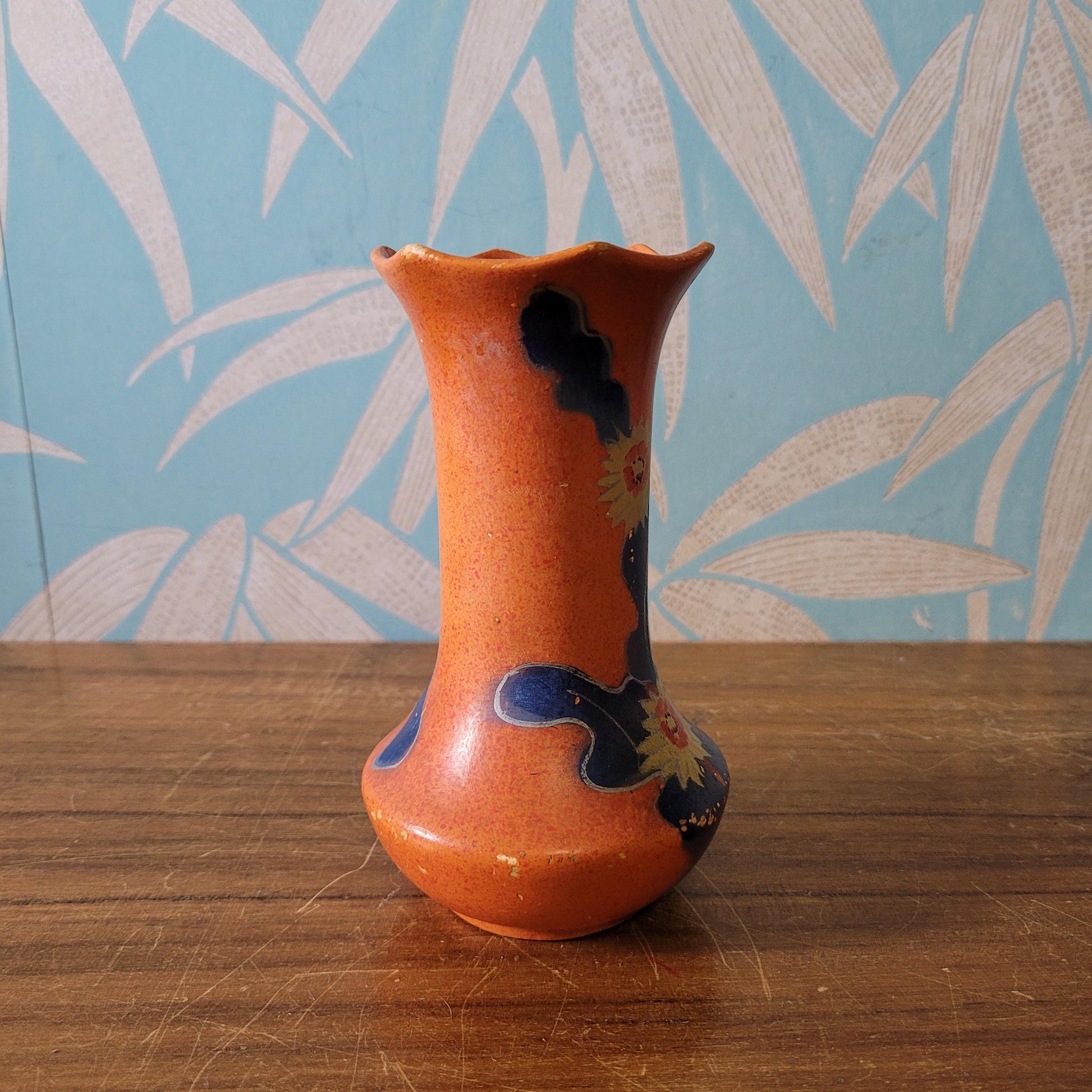 Art Deco Doric China handpainted orange posy vase