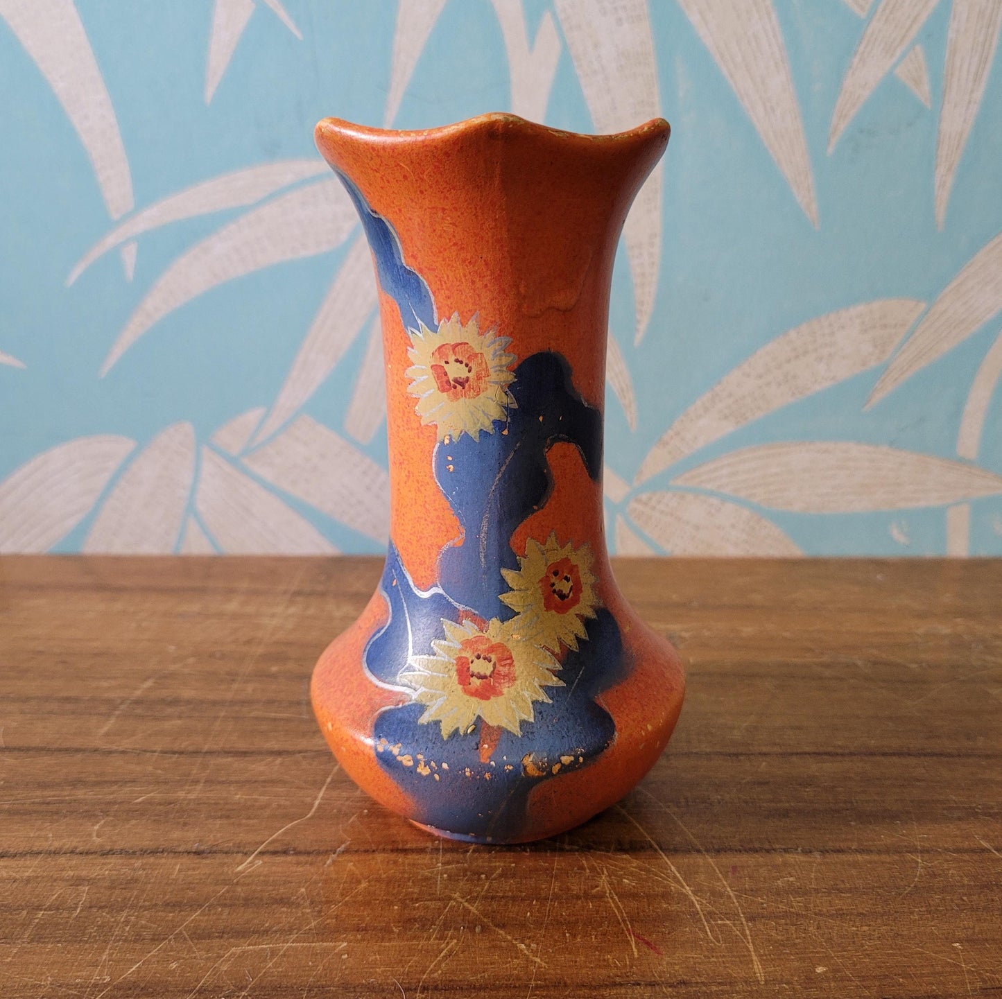 Art Deco Doric China handpainted orange posy vase