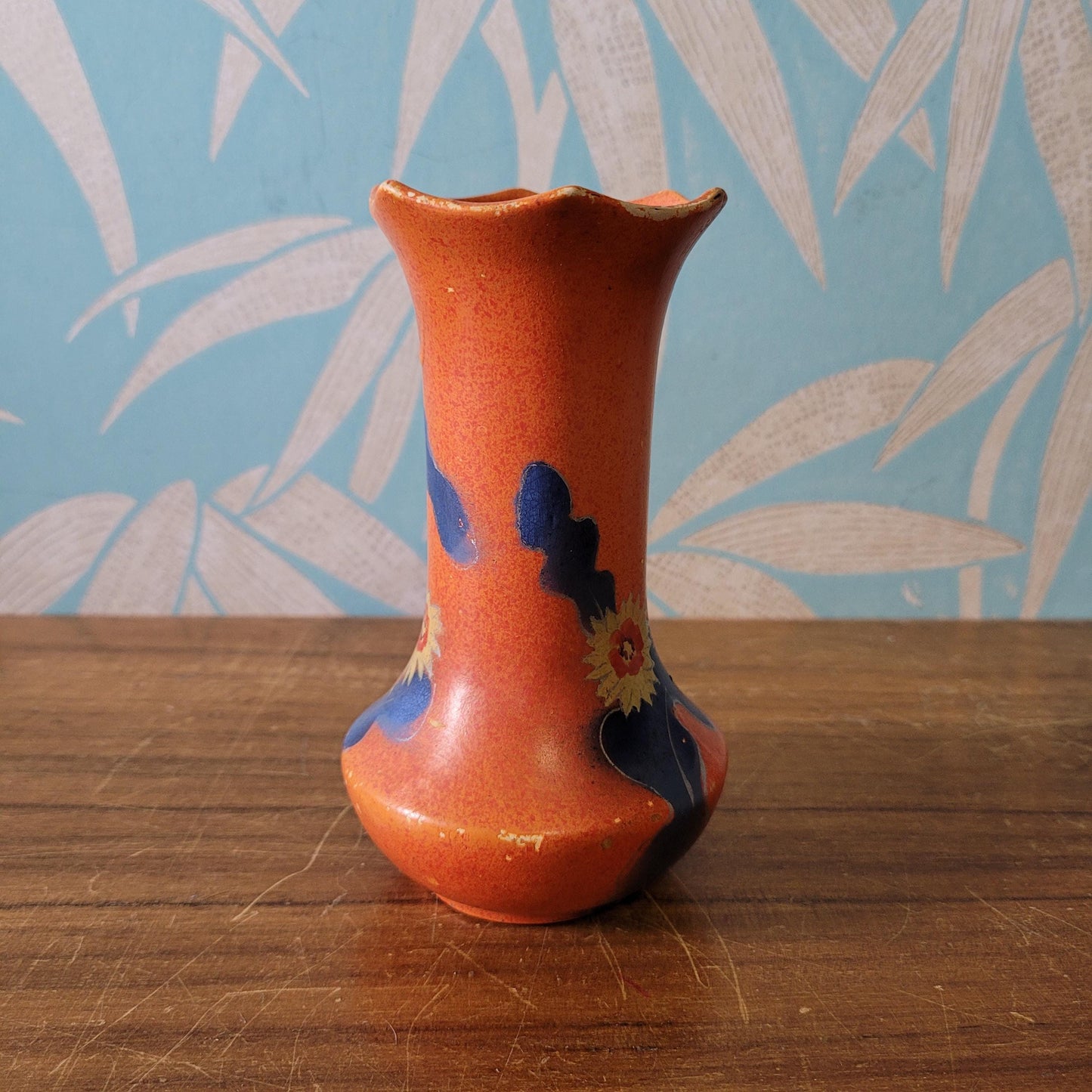 Art Deco Doric China handpainted orange posy vase
