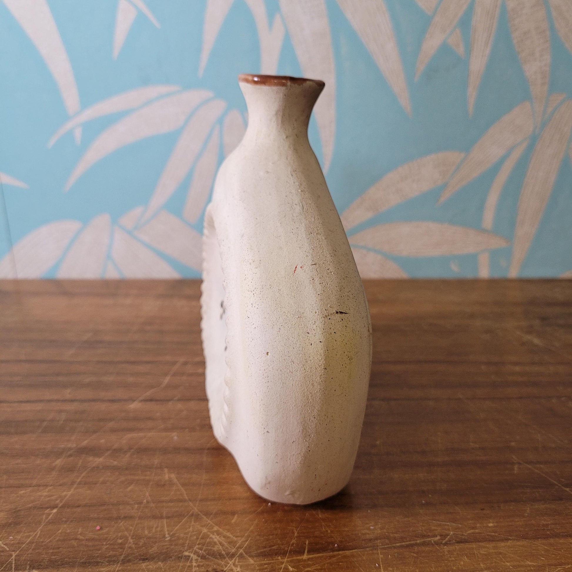 Vintage Mexican Tonala handpainted stoneware vase, signed MEX/M