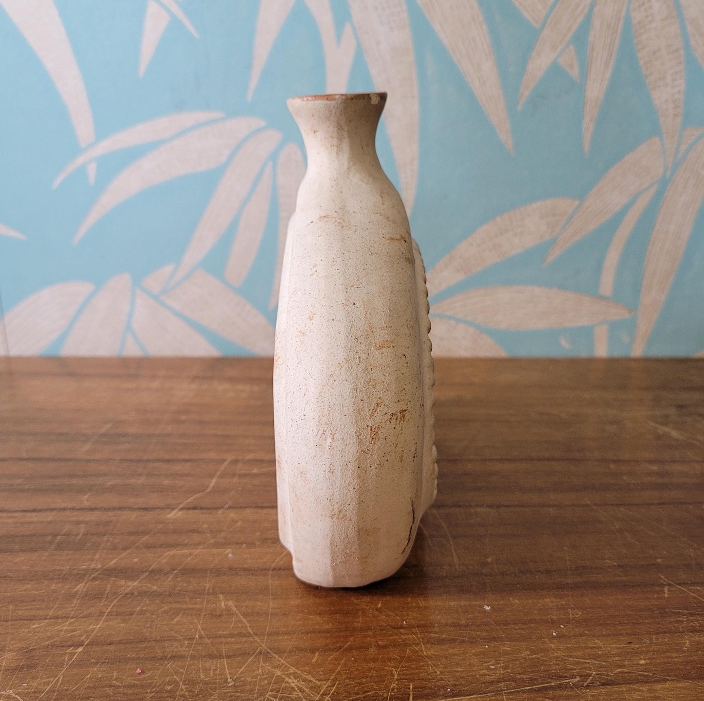 Vintage Mexican Tonala handpainted stoneware vase, signed MEX/M