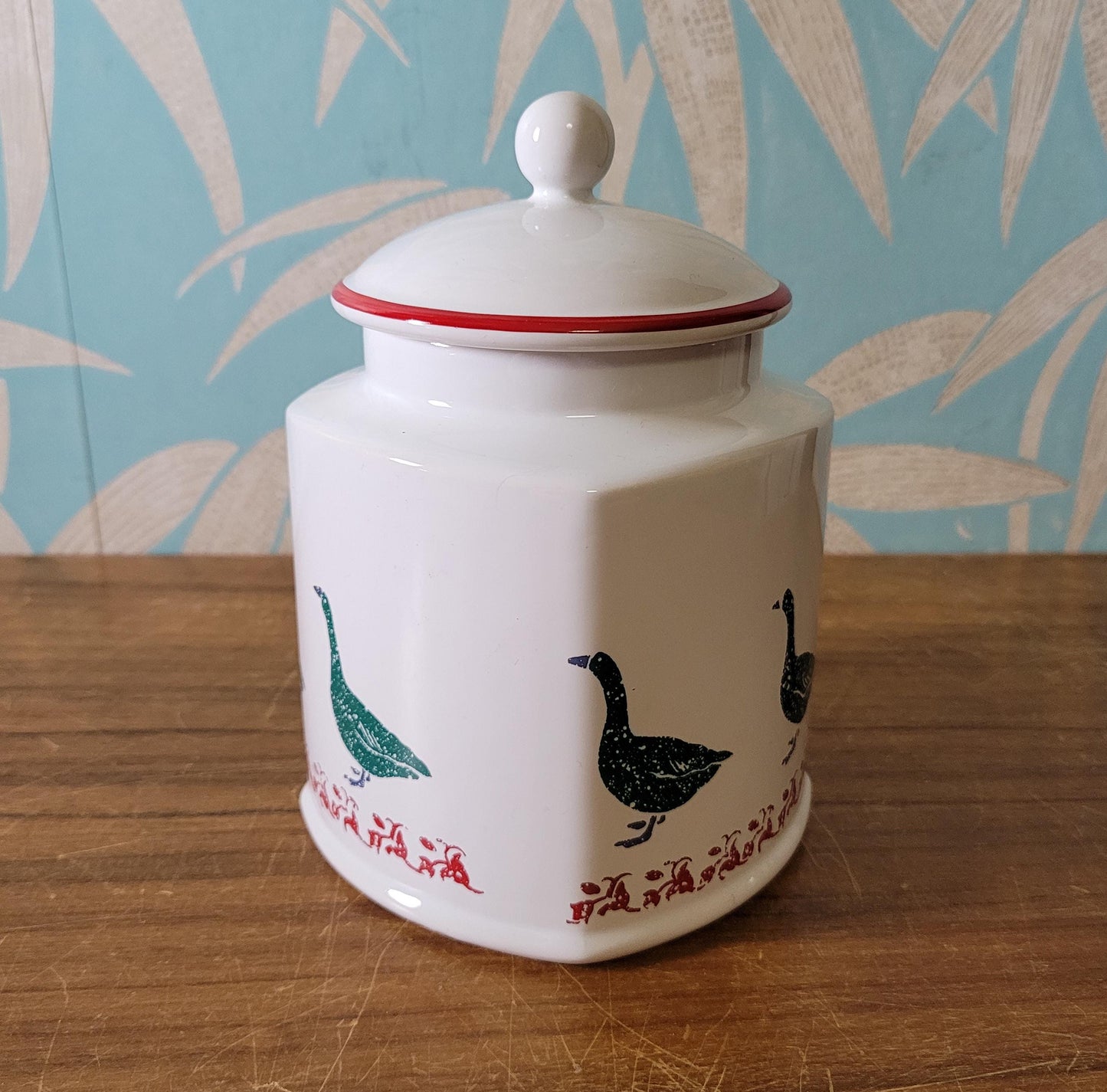 1980s Arthur Wood green ducks cookie jar