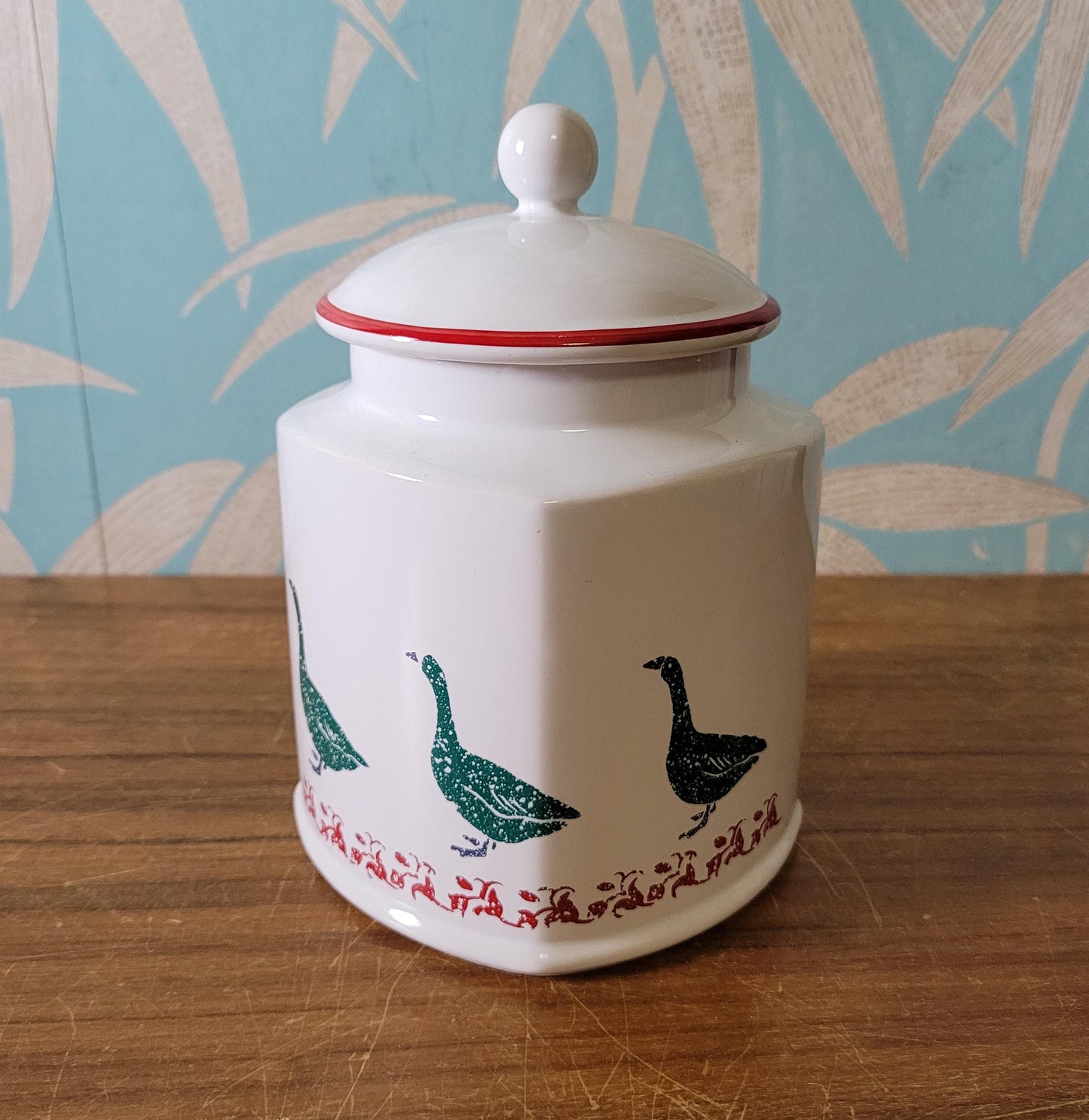 1980s Arthur Wood green ducks cookie jar