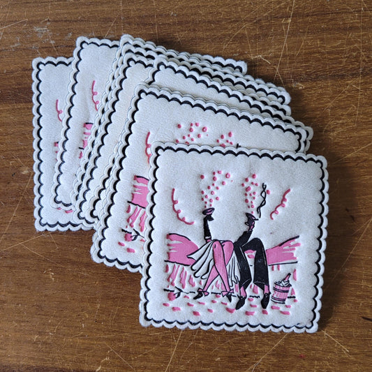 Set of ten 1960s paper cocktail mats/coasters