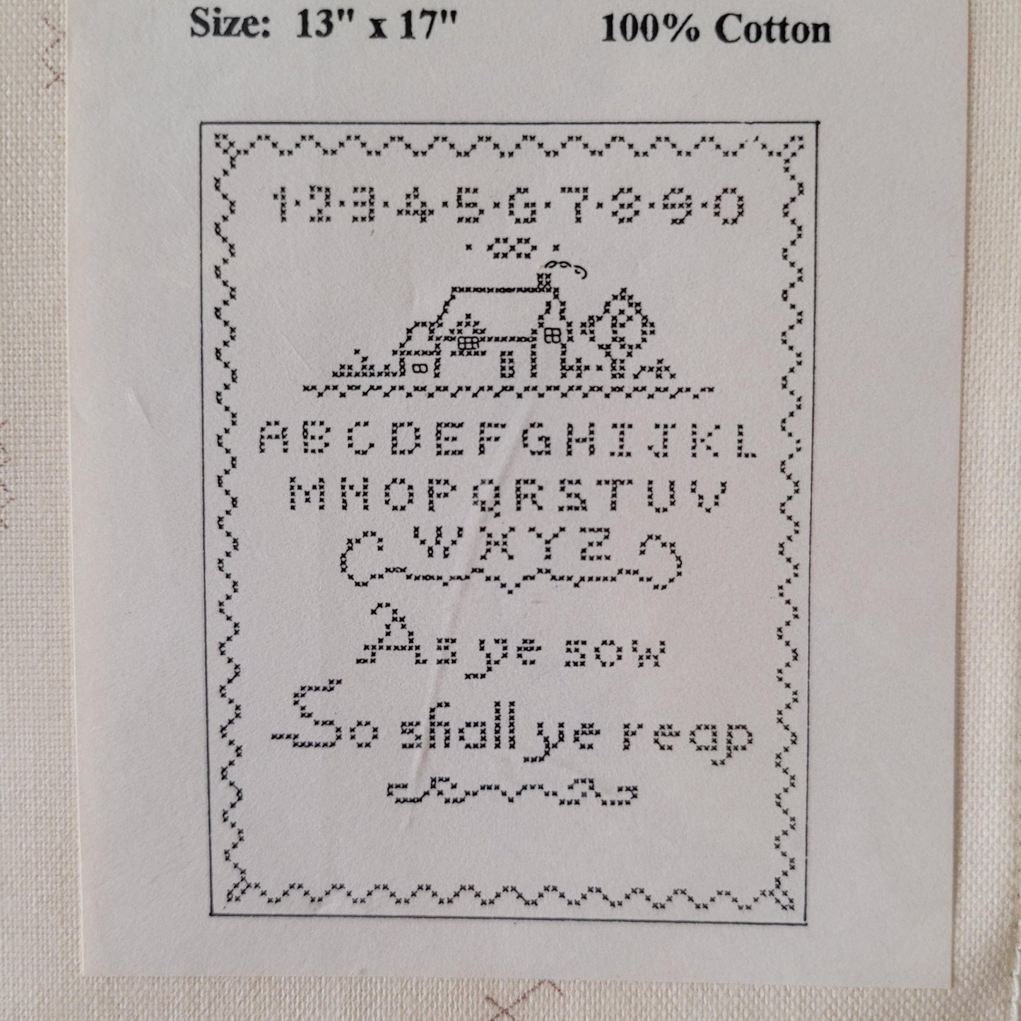 Coats Crafts traced needlework 100% cotton cross stitch sampler