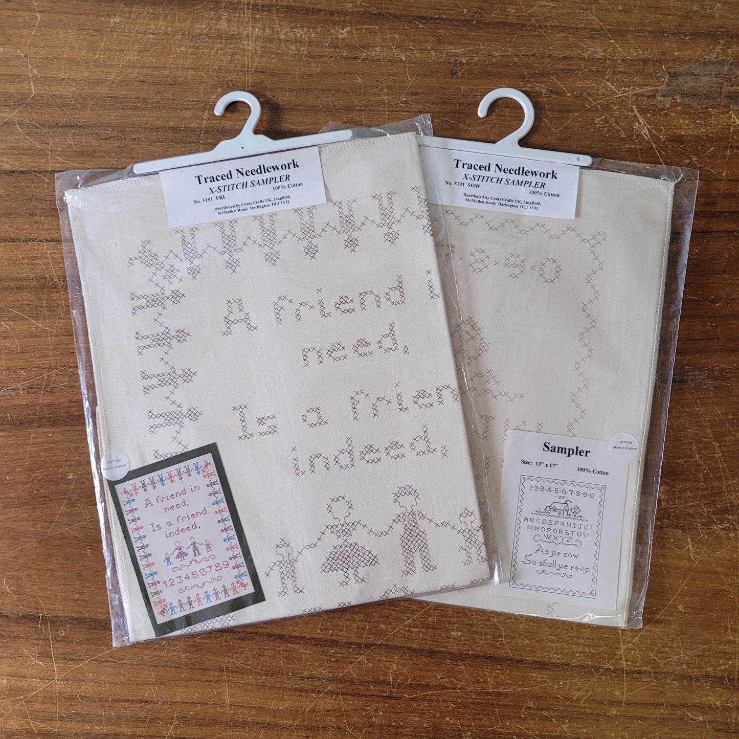 Coats Crafts traced needlework 100% cotton cross stitch sampler