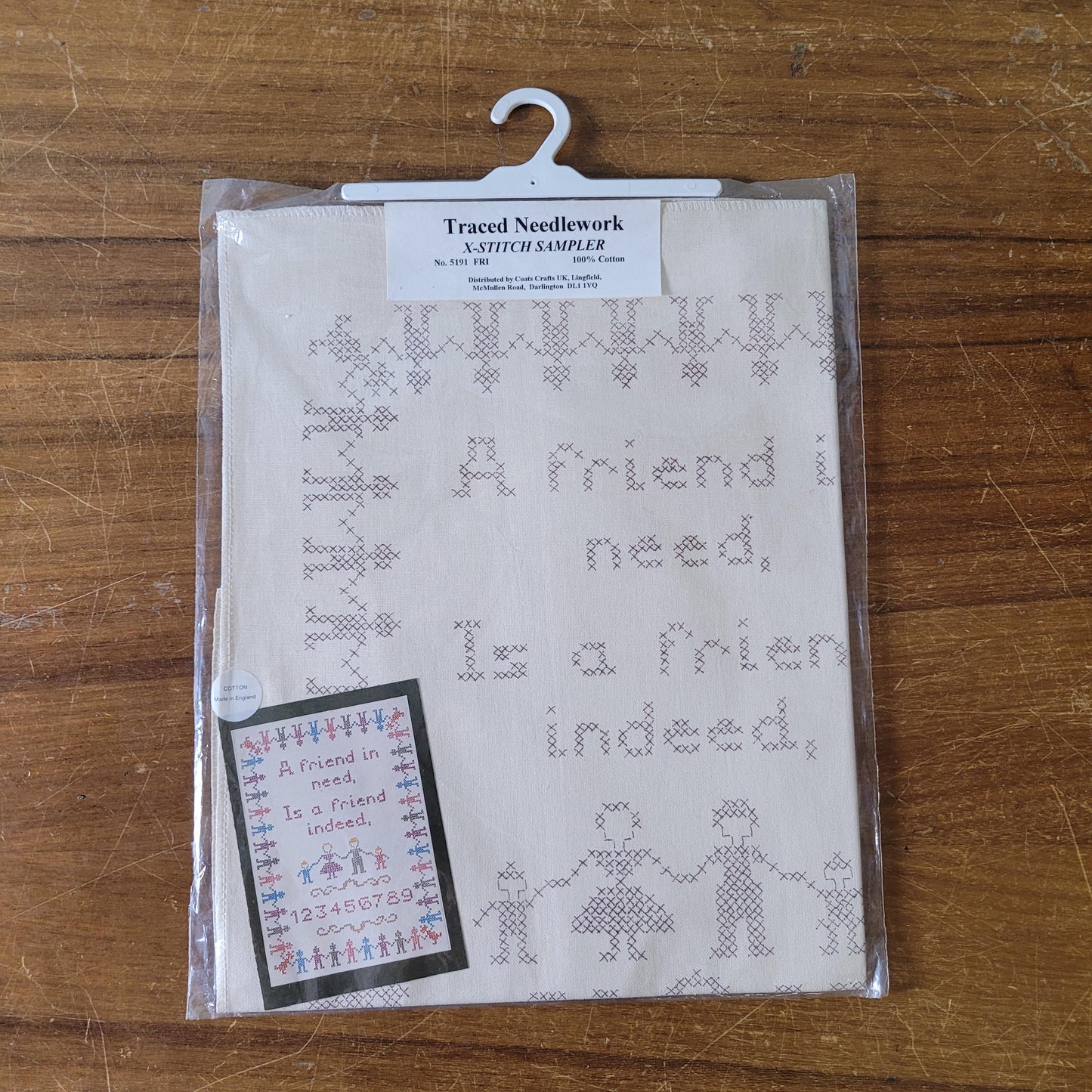 Coats Crafts traced needlework 100% cotton cross stitch sampler