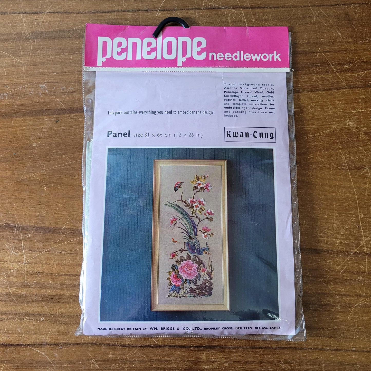 Vintage Penelope Needlework "Kwan-Tung" embroidery panel (complete)