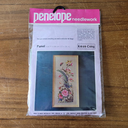 Vintage Penelope Needlework "Kwan-Tung" embroidery panel (complete)