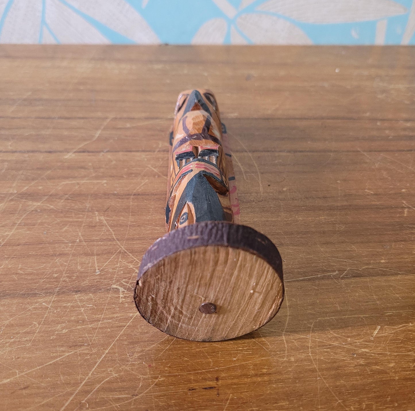 Vintage handcrafted wooden totem by Nuu-chah-nulth artist, Stan James