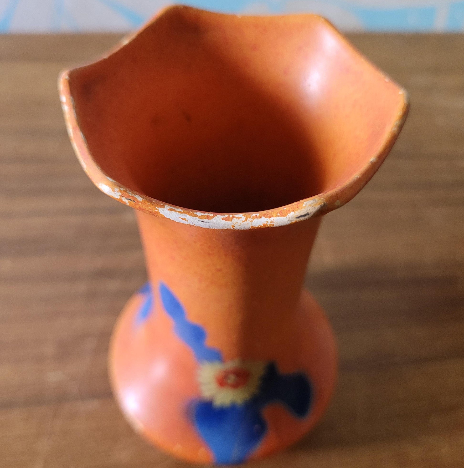 Art Deco Doric China handpainted orange posy vase