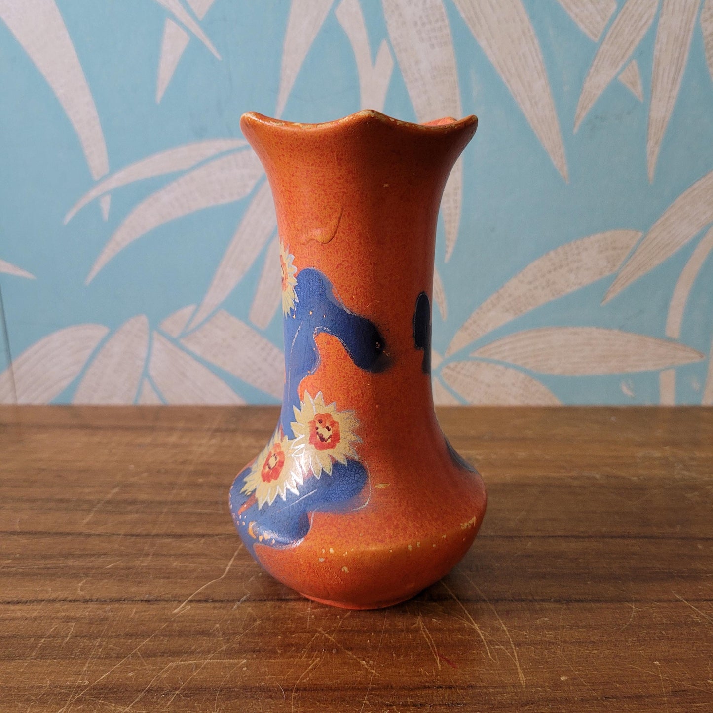 Art Deco Doric China handpainted orange posy vase