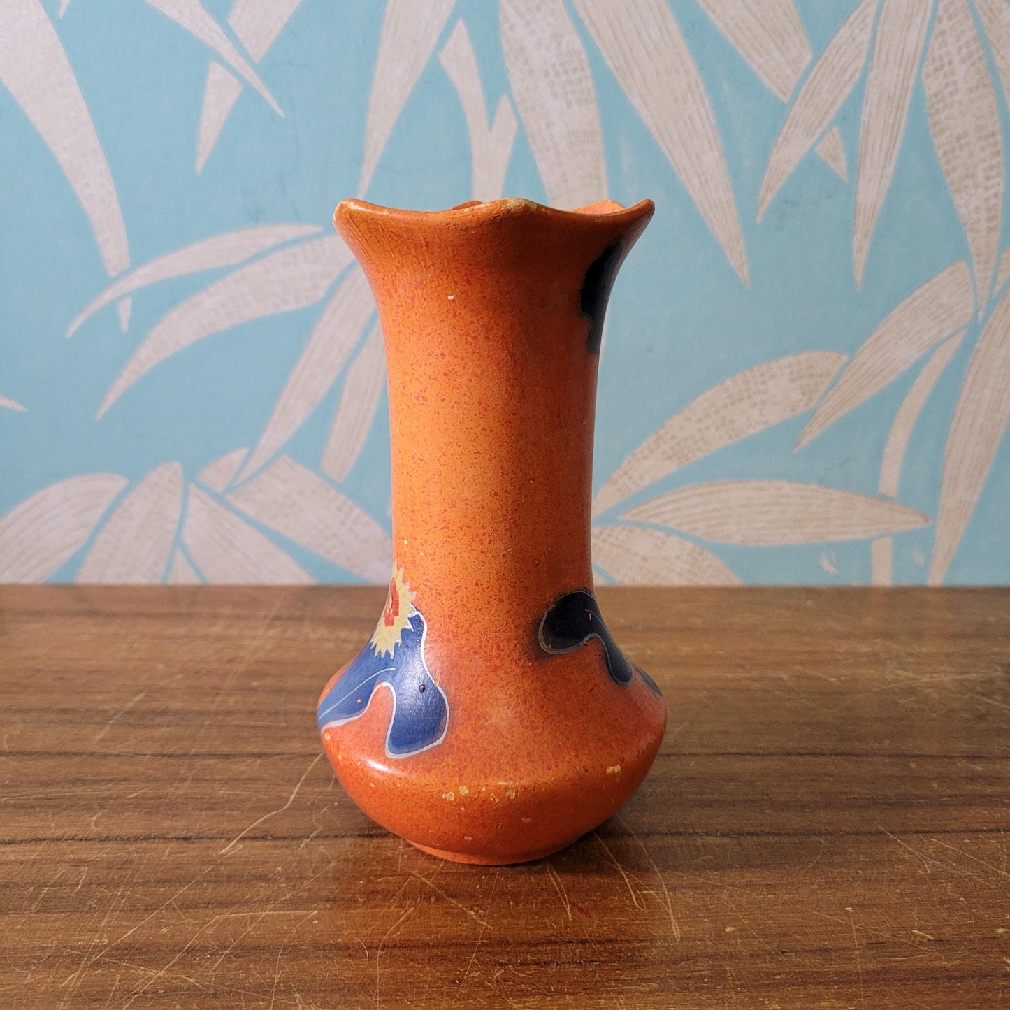 Art Deco Doric China handpainted orange posy vase