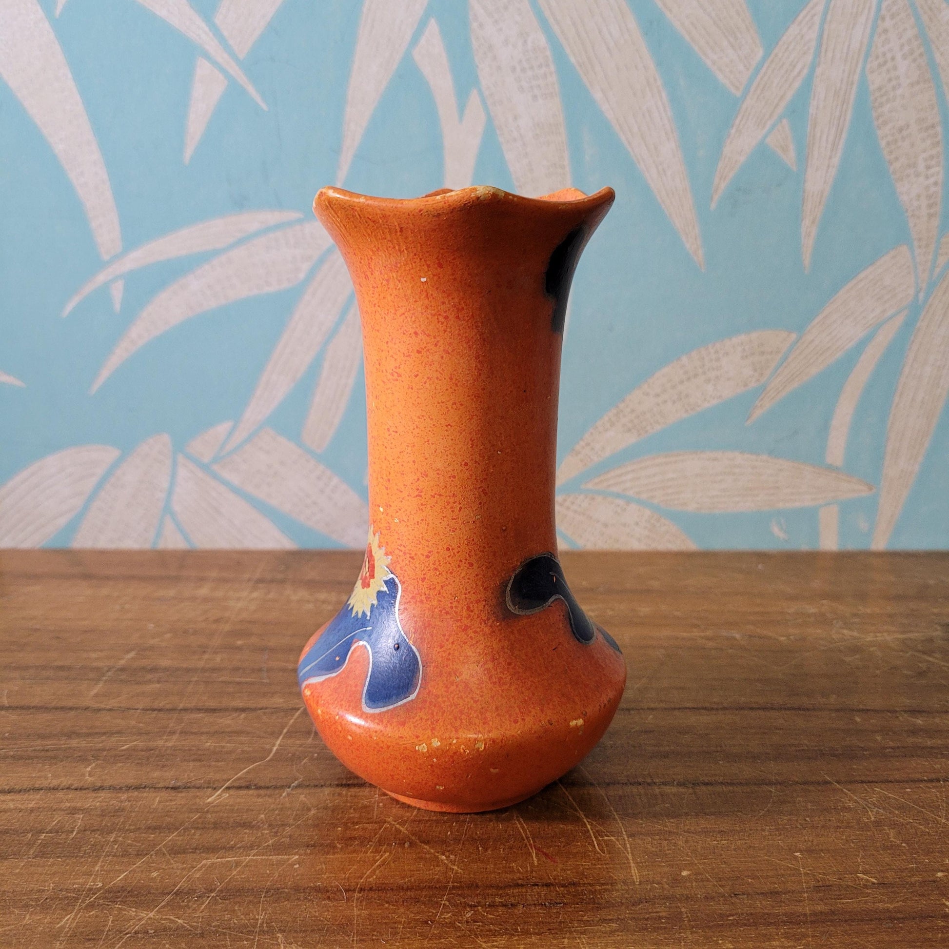 Art Deco Doric China handpainted orange posy vase
