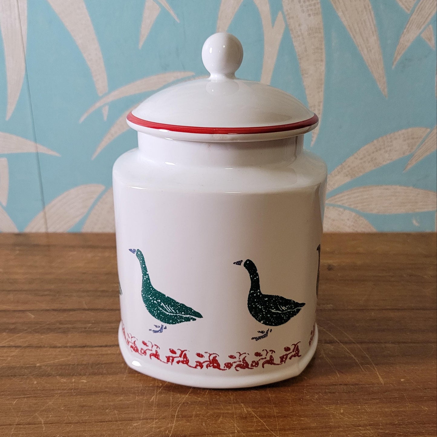 1980s Arthur Wood green ducks cookie jar