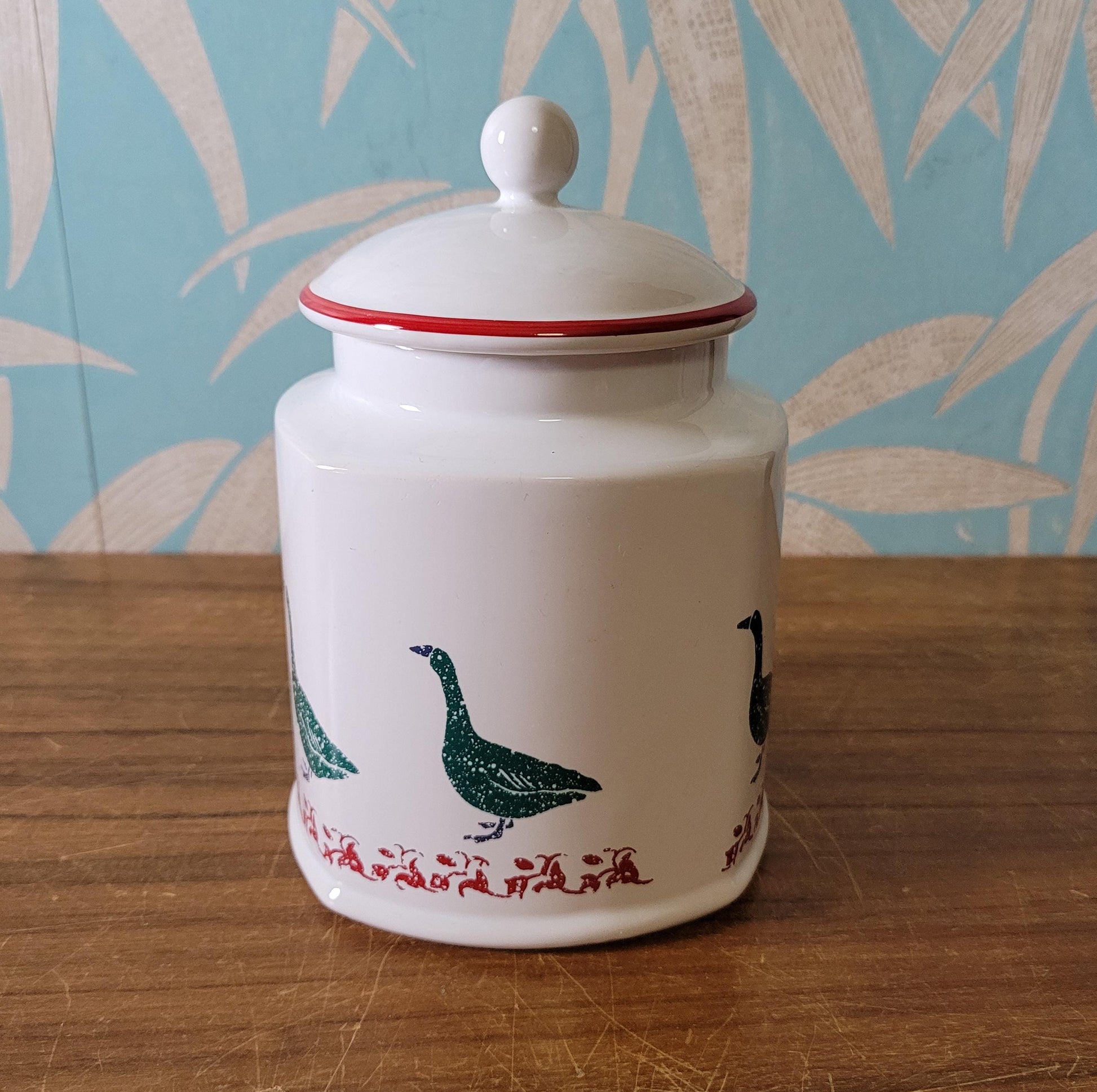 1980s Arthur Wood green ducks cookie jar