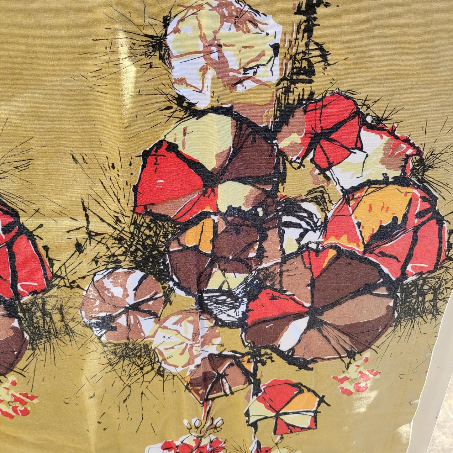 Pair of mid-century David Whitehead 'Midsummer' curtains, 46" x 84"