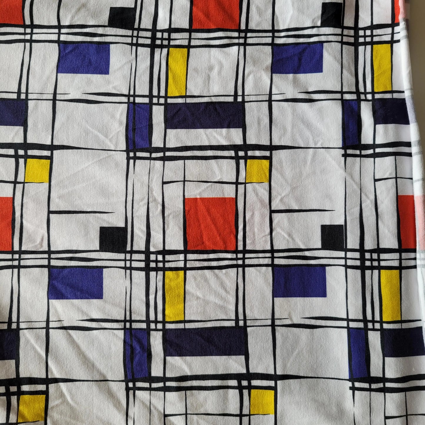Stenzo Textiles, Netherlands 1980s-style modernist stretch organic cotton fabric piece, 44" x 60"