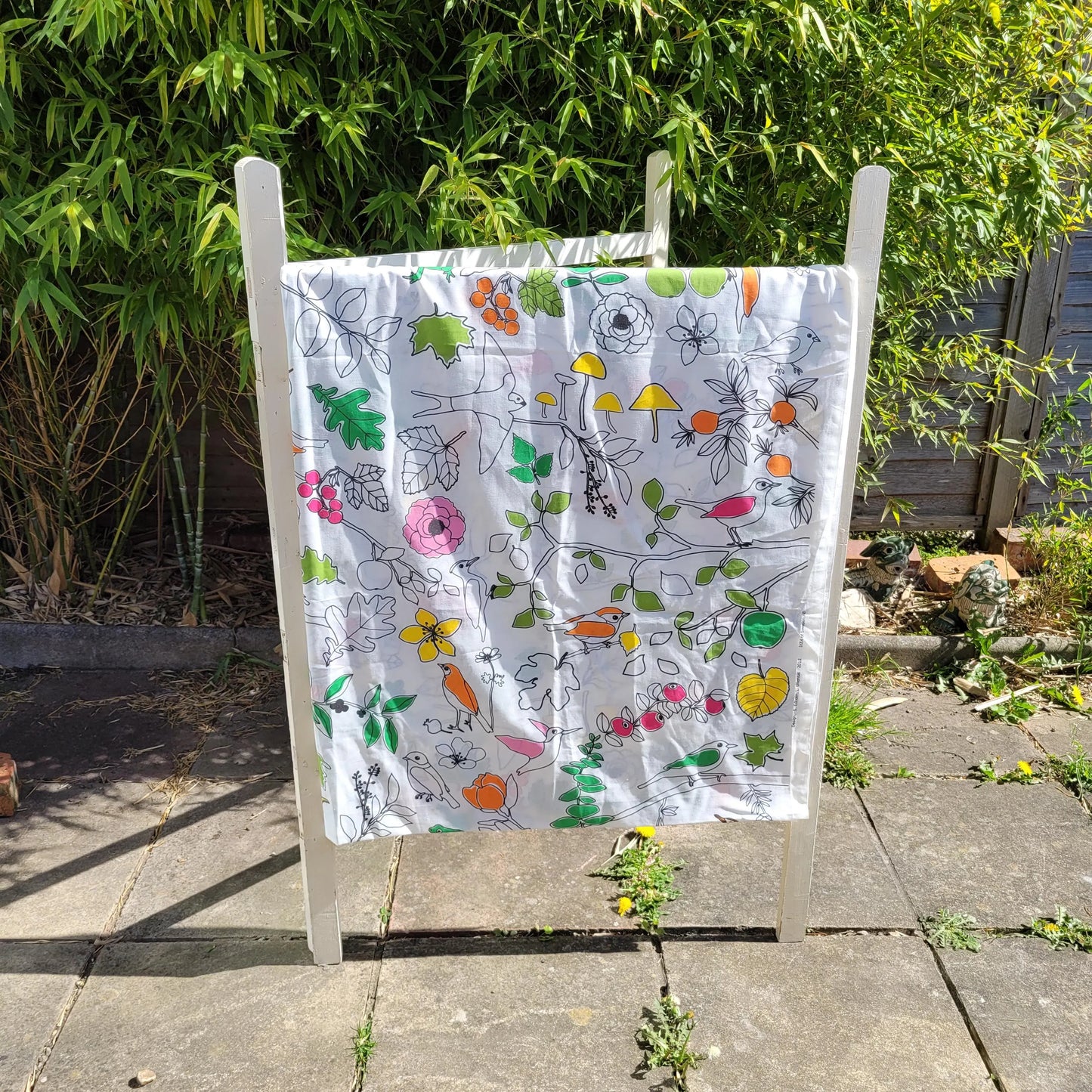 Edholm & Ullenius for Ikea retro brightly coloured nature print cotton fabric piece, 60" x 120"