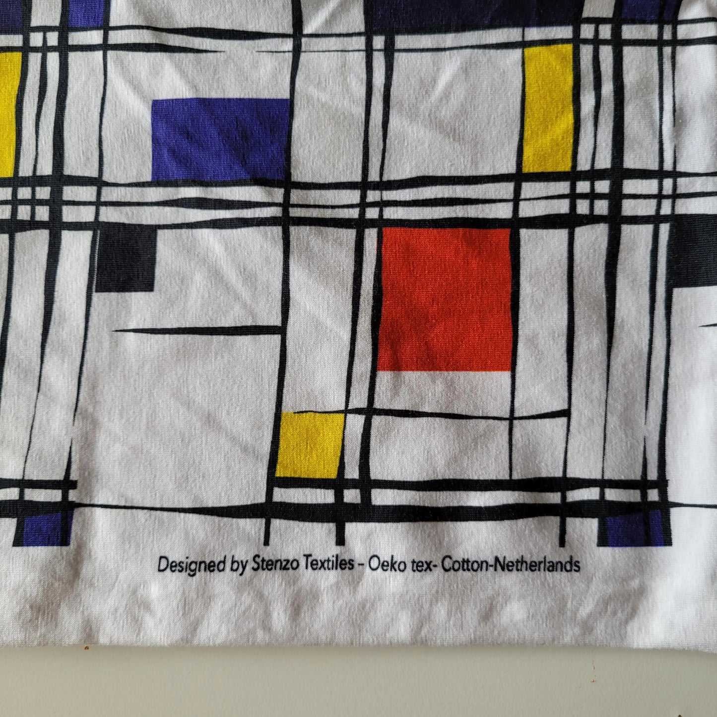 Stenzo Textiles, Netherlands 1980s-style modernist stretch organic cotton fabric piece, 44" x 60"