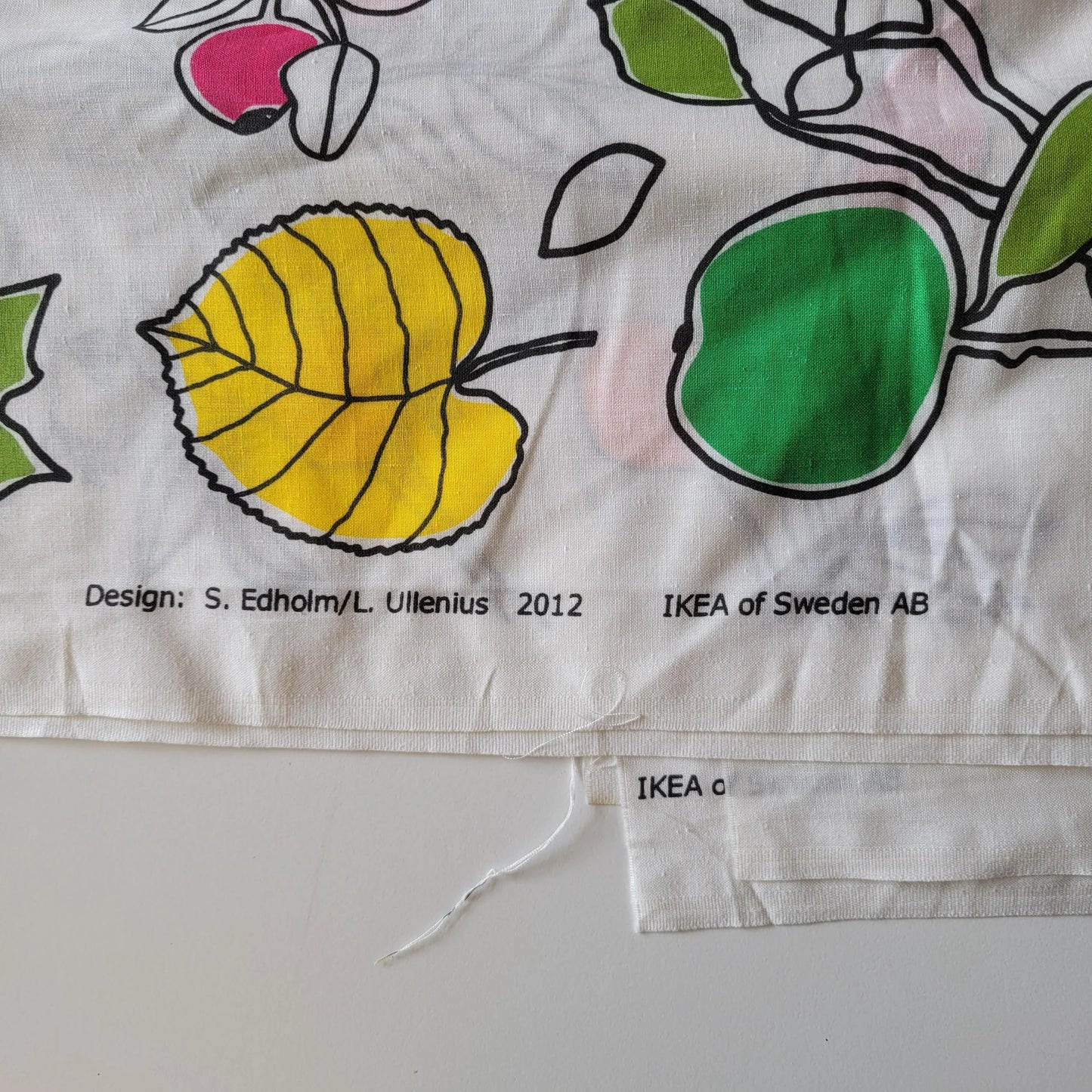 Edholm & Ullenius for Ikea retro brightly coloured nature print cotton fabric piece, 60" x 120"