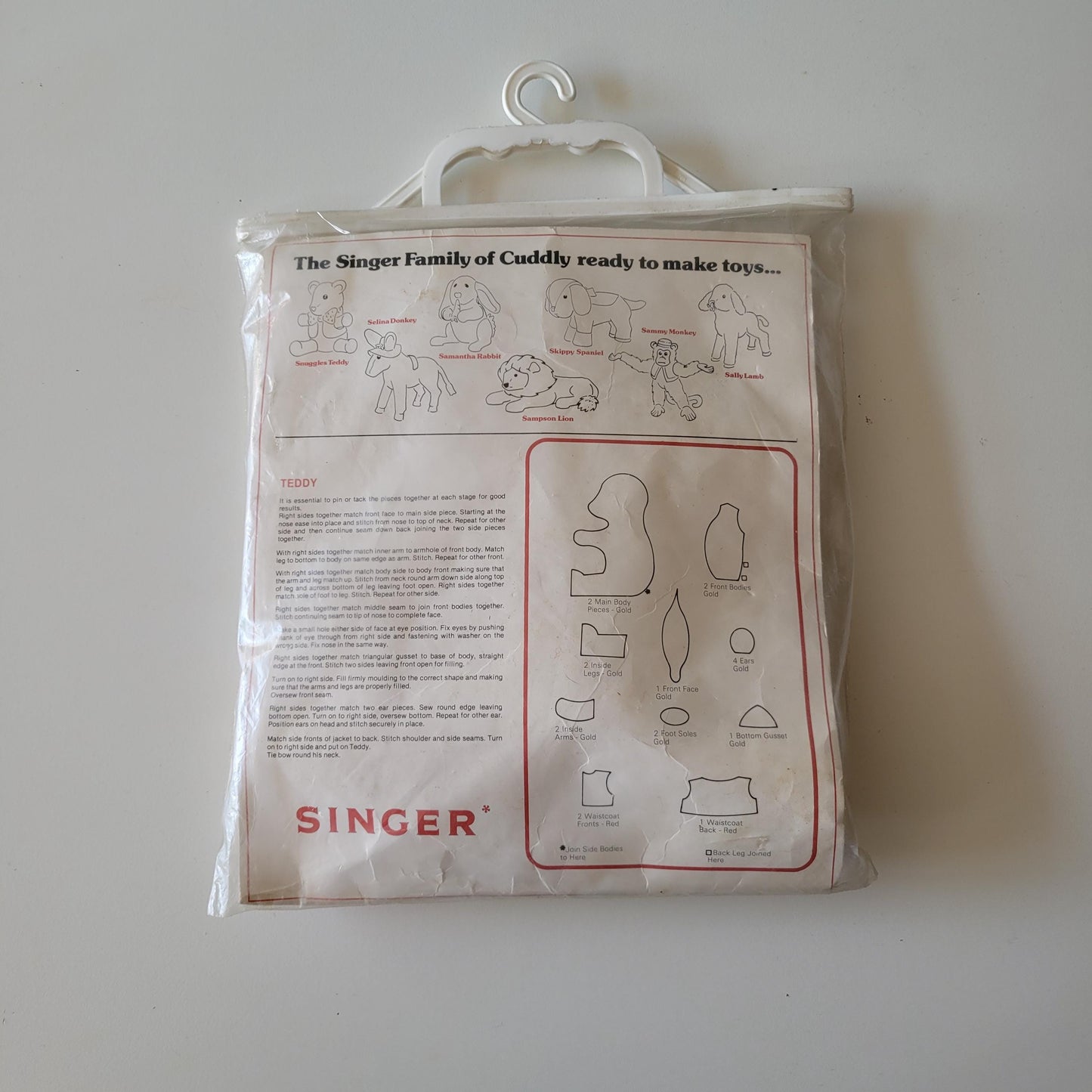 Vintage Singer Snuggles Teddy ST2 sew your own teddy bear kit