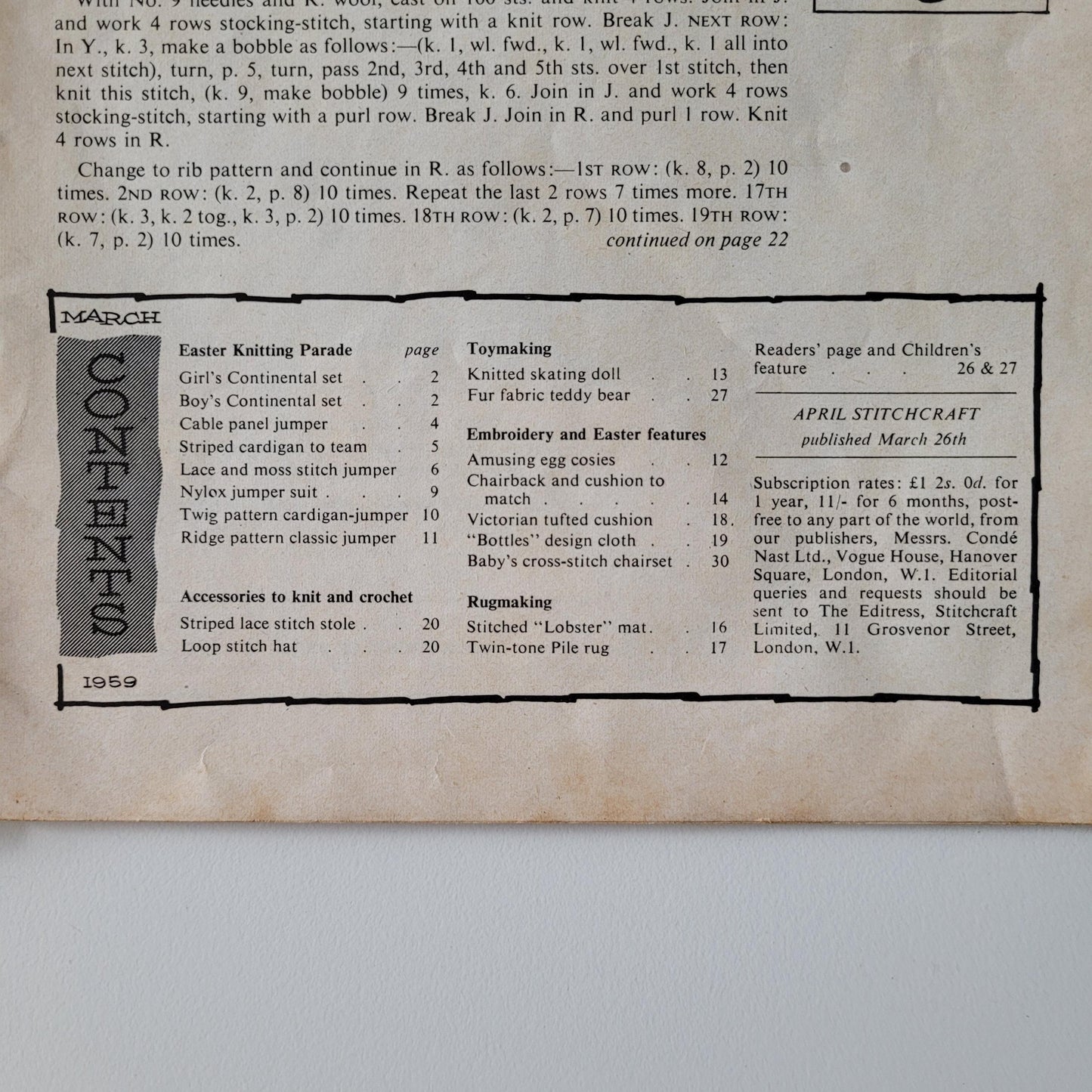 March 1959 Stitchcraft pattern booklet