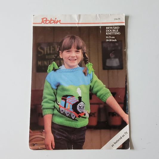 1980s Robin 13629 knitting pattern for Thomas the Tank Engine jumper
