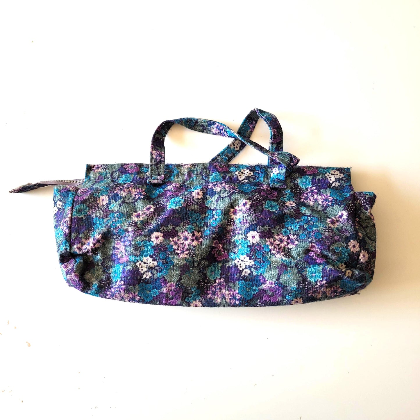 Vintage purple floral knitting bag