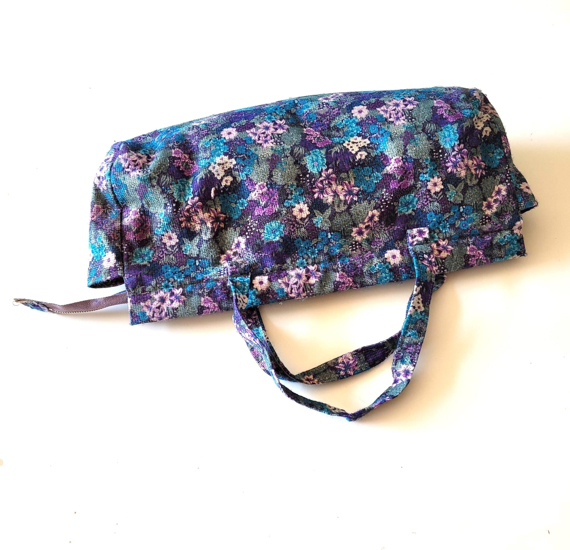 Vintage purple floral knitting bag