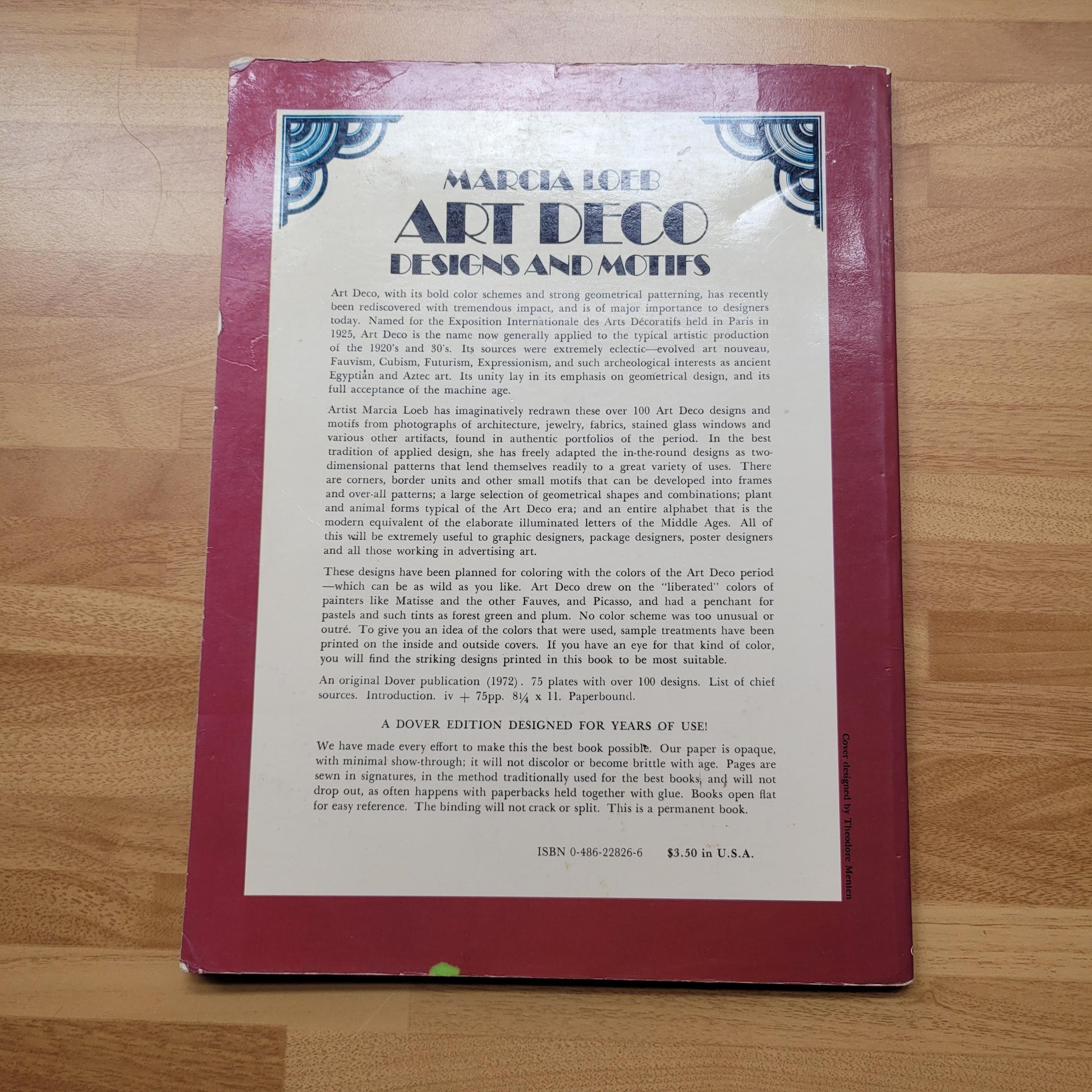 Art Deco Designs & Motifs - over 100 examples rendered by Marcia Loeb (Softback, 1972)
