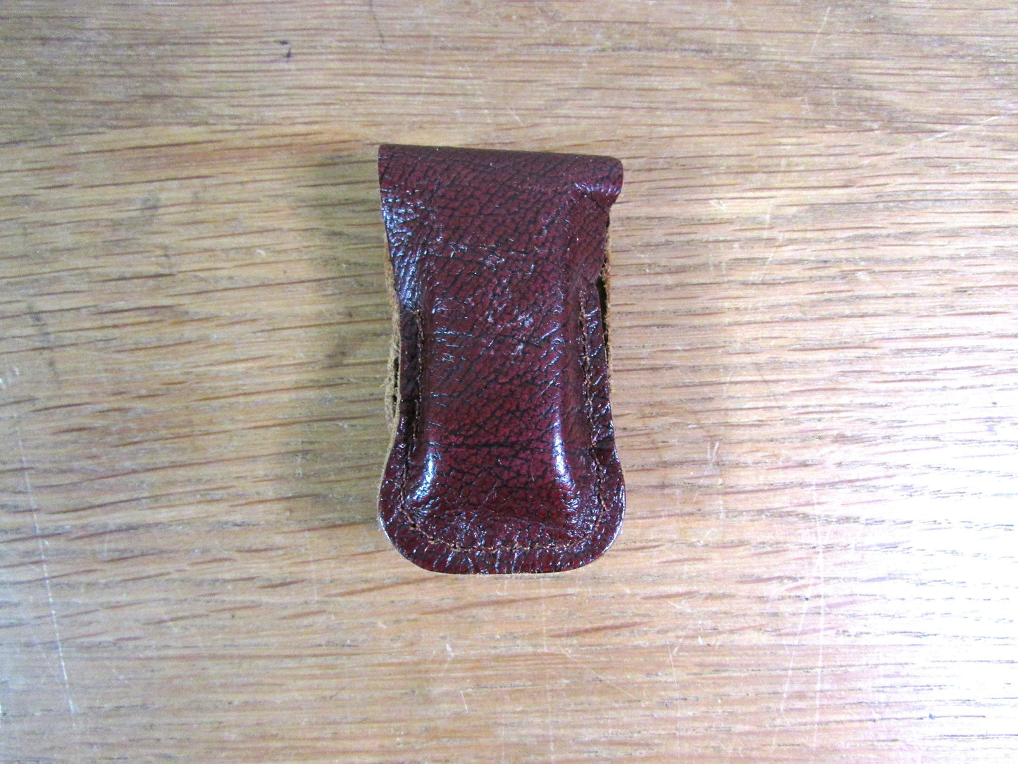 Vintage sewing tape measure in souvenir "Fountains Abbey" leather pouch