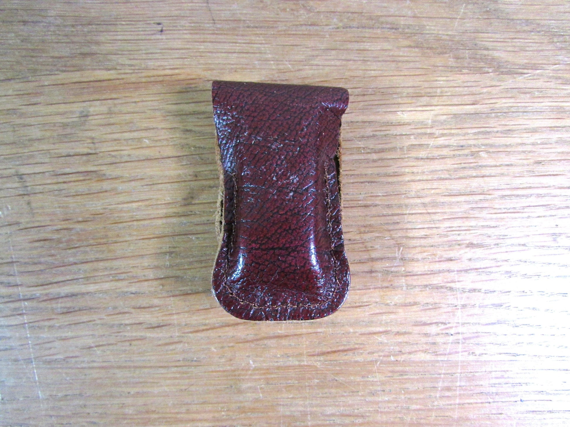 Vintage sewing tape measure in souvenir "Fountains Abbey" leather pouch