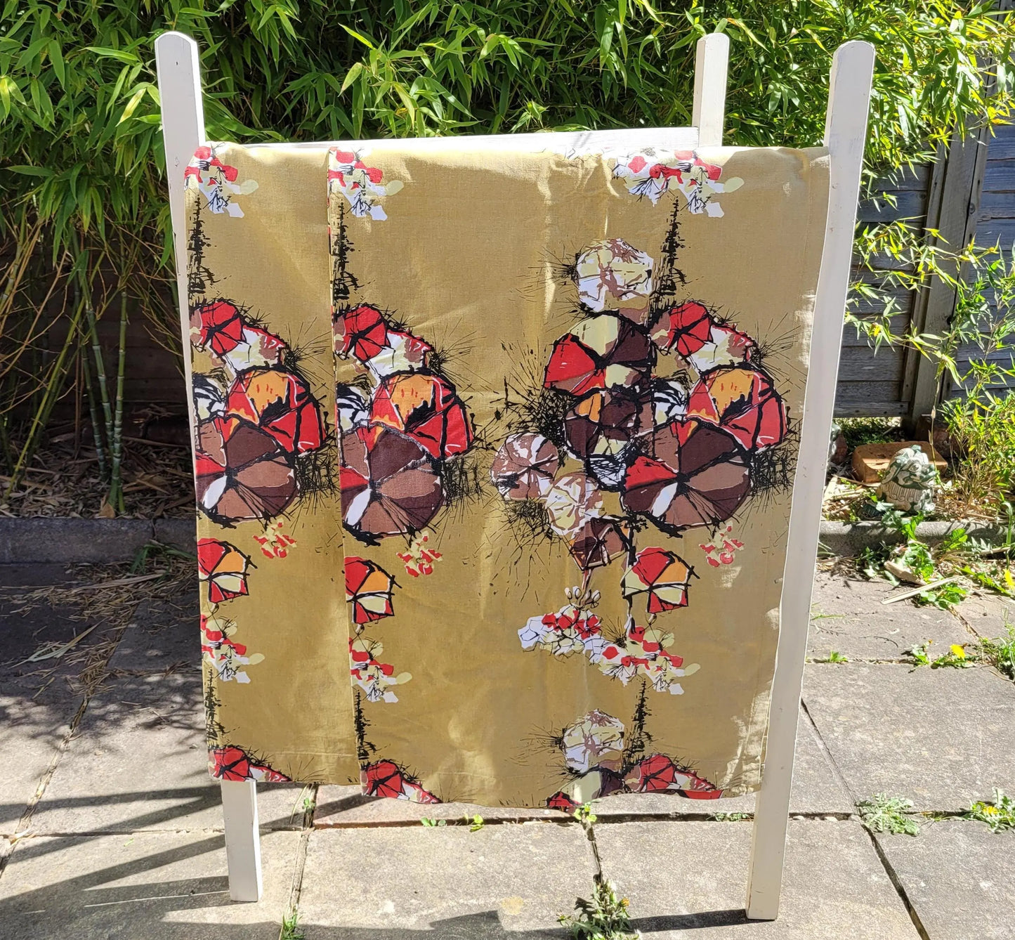 Pair of mid-century David Whitehead 'Midsummer' curtains, 46" x 84"