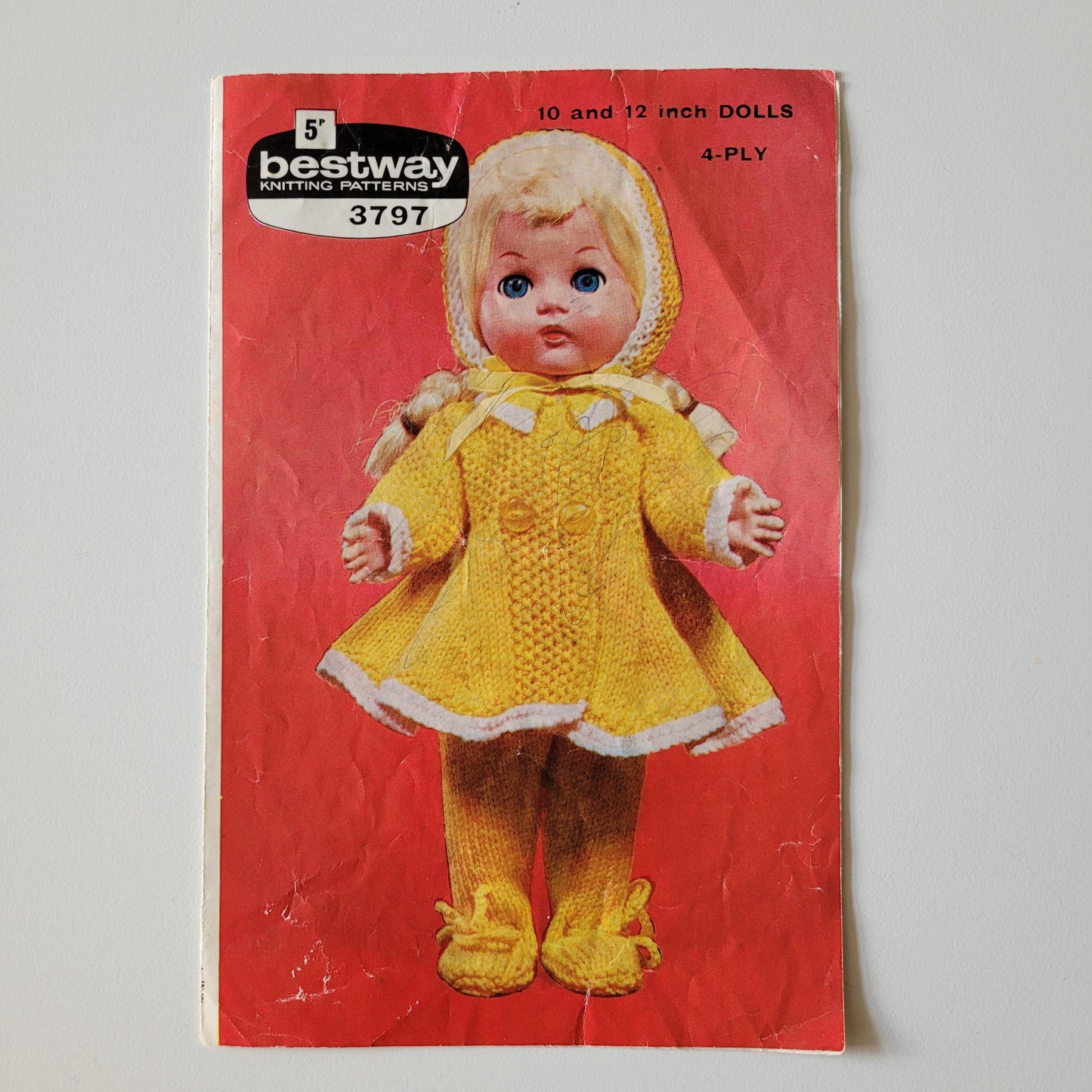 1940s/50s Bestway 3797 knitting pattern for doll's coat, leggings & bonnet