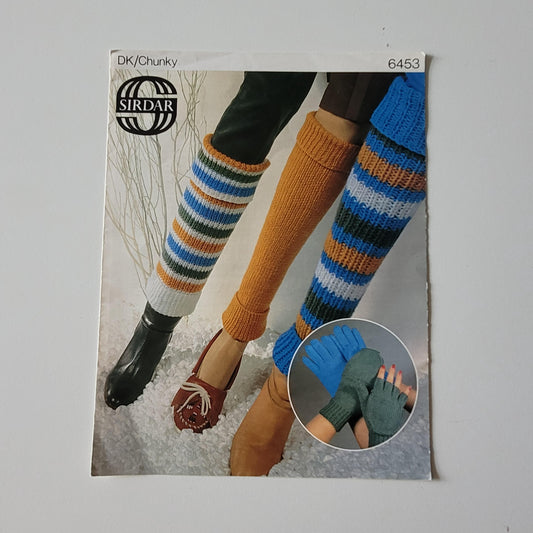 1980s Sirdar 6453 knitting pattern for leg warmers, gloves & mittens