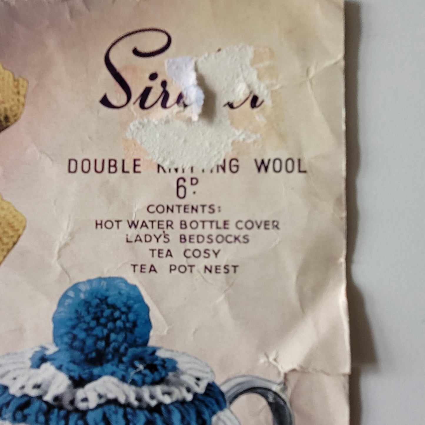 1950s Sirdar 1597 knitting pattern for hot water bottle cover, bedsocks, tea cosy & teapot nest