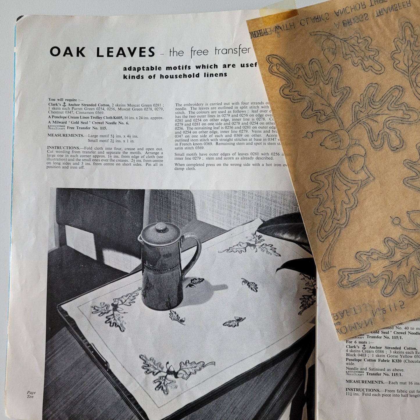 1968 Needlewoman & Needlecraft No.115 embroidery, crochet and knitting pattern magazine (includes oak leaves transfer)