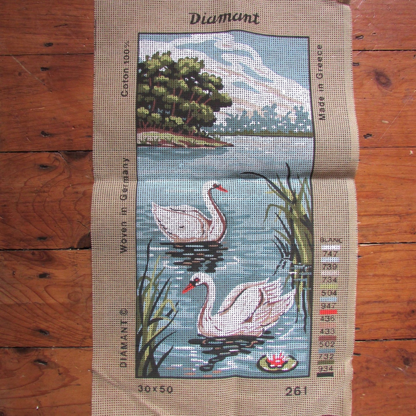 Diamant 261 Swans needlepoint printed tapestry (canvas only)