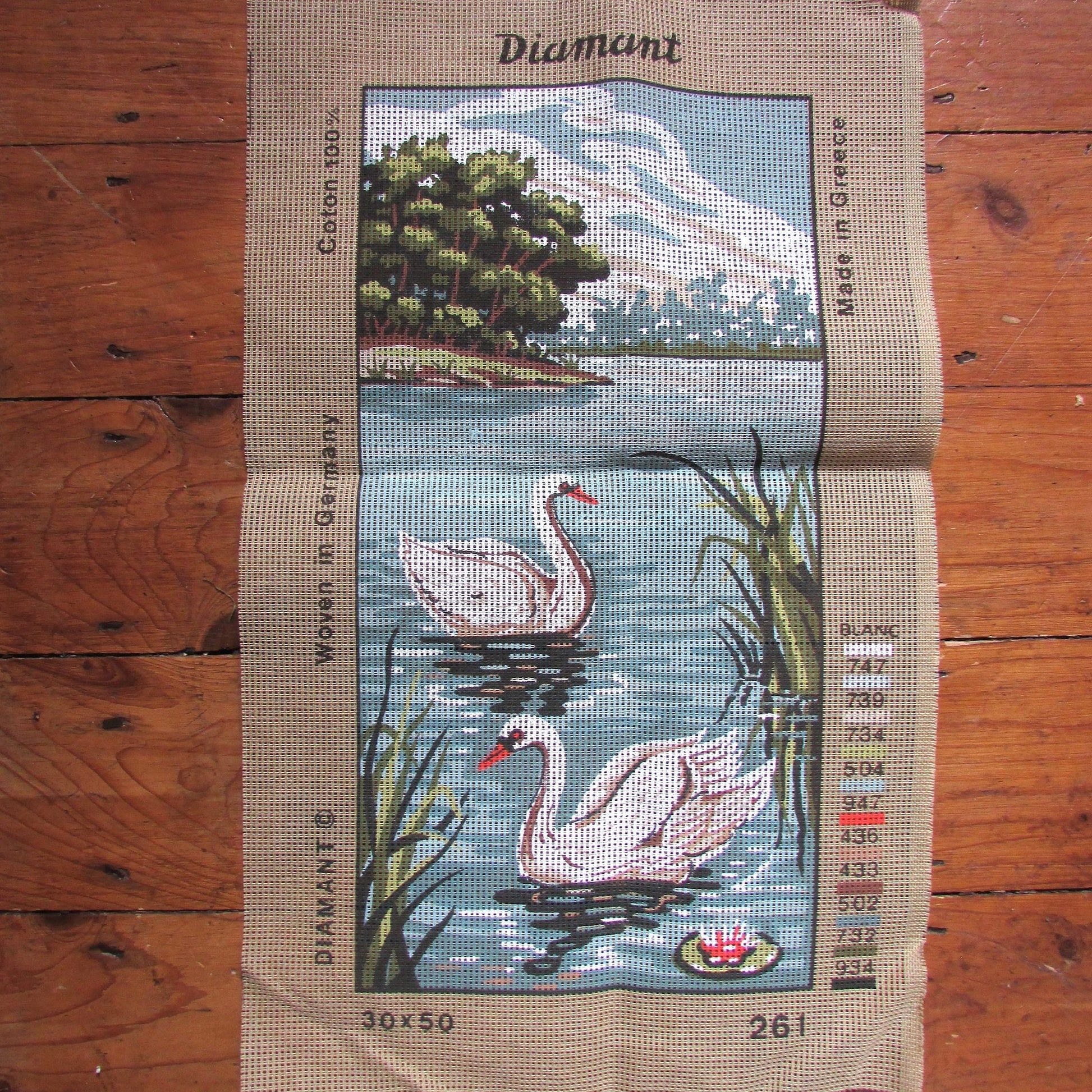 Diamant 261 Swans needlepoint printed tapestry (canvas only)