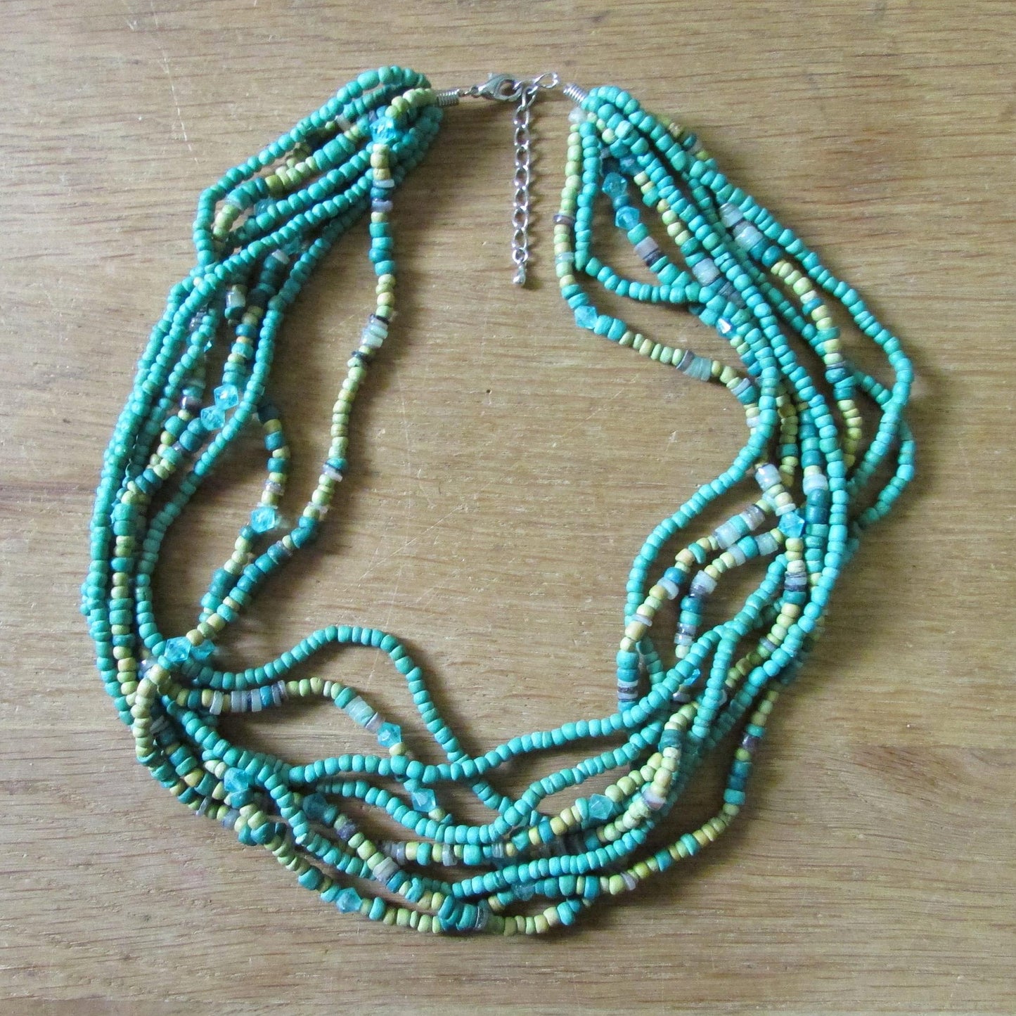 Y2K turquoise green mix clay multistrand necklace