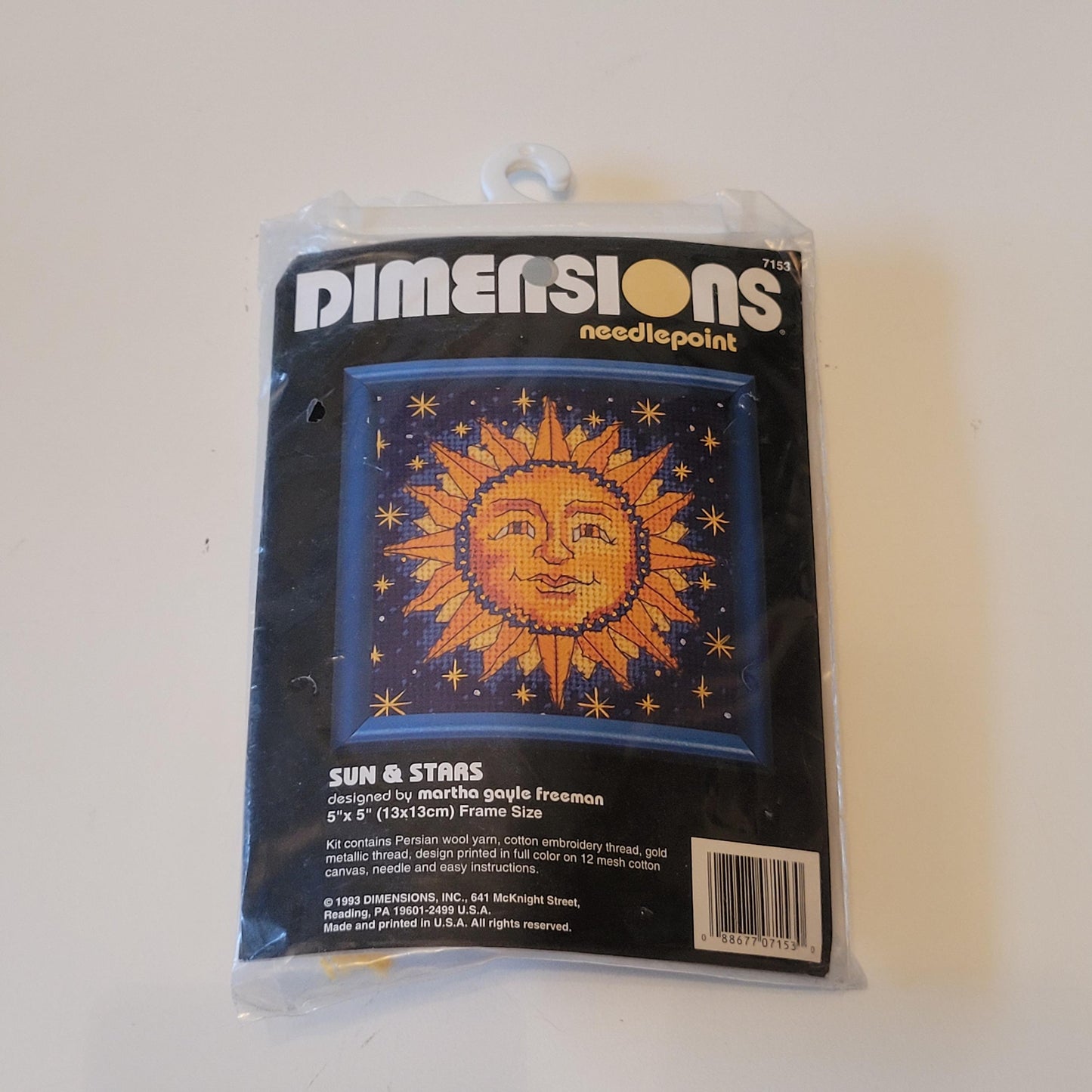 1993 Dimensions "Sun & Stars" needlepoint kit No.7153, designed by Martha Gayle Freeman (complete)